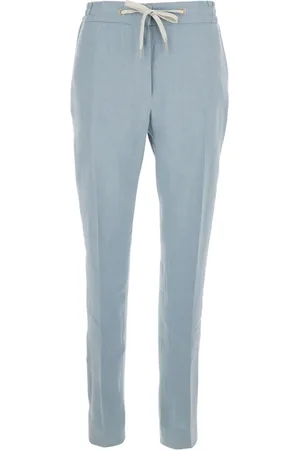 ELEVENTY Dames, Broeken, Blauw, Maat: S Linnen