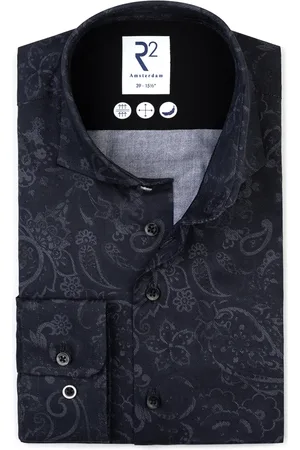 R2 Amsterdam Heren, Overhemden, Zwart, Maat: 3XL