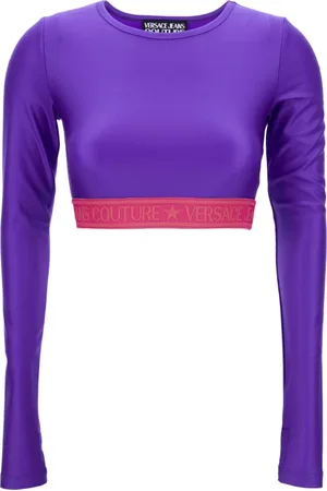 VERSACE Dames, Tops, Paars, Maat: 3XS