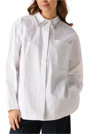 Copenhagen Muse Dames, Blouses & Shirts, Wit, Maat: M Katoen