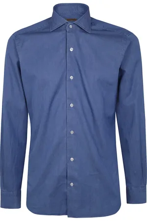 BARBA Heren, Overhemden, Blauw, Maat: L Denim