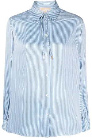Michael Kors Dames, Blouses & Shirts, Blauw, Maat: L Satijn