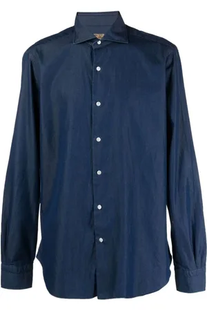 BARBA Heren, Overhemden, Blauw, Maat: 4XL Denim