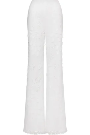 Alberta Ferretti Dames, Broeken, Wit, Maat: M Katoen