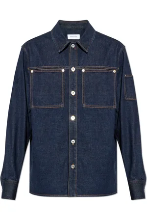 Salvatore Ferragamo Heren, Overhemden, Blauw, Maat: M Denim