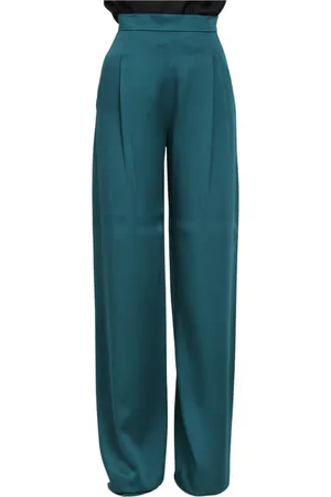 Max Mara Dames, Broeken, Groen, Maat: L Leer