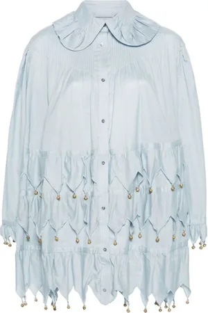 BODE Dames, Jurken, Blauw, Maat: M Linnen