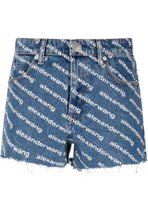 Alexander Wang Dames, Korte broeken, Blauw, Maat: W25 Denim