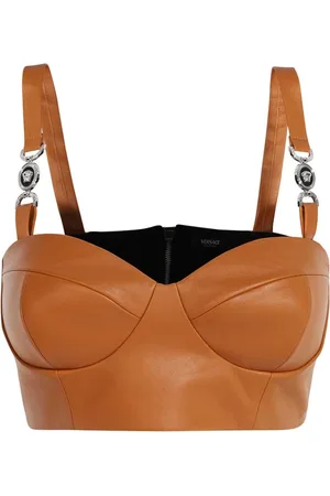 VERSACE Dames, Tops, Bruin, Maat: XS Leer