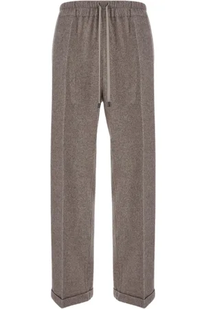 GENTRYPORTOFINO Dames, Broeken, Bruin, Maat: L Wol