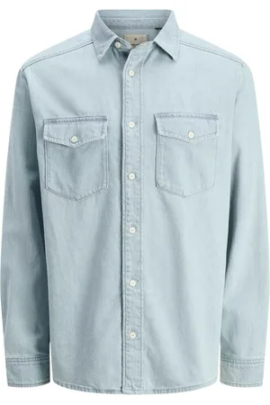 JACK & JONES Heren, Overhemden, Blauw, Maat: S Denim
