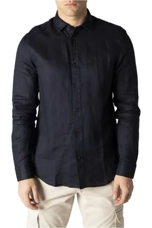 Armani Exchange Heren, Overhemden, Blauw, Maat: XL Linnen