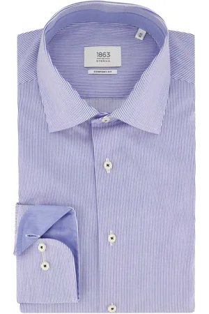 ETERNA Heren, Overhemden, Blauw, Maat: XL Katoen