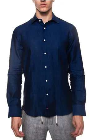 Carrel Heren, Overhemden, Blauw, Maat: S Linnen