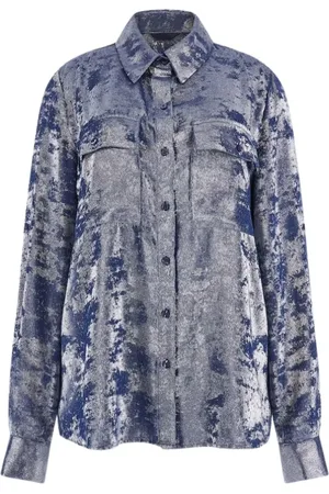 Guess Dames, Blouses & Shirts, Blauw, Maat: S Synthetisch