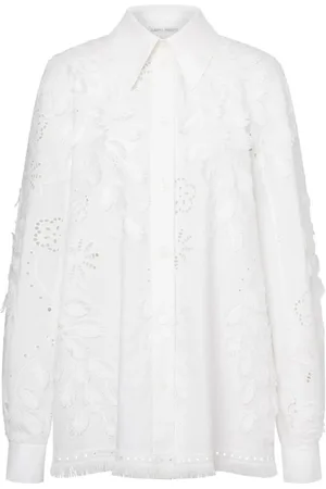 Alberta Ferretti Dames, Blouses & Shirts, Wit, Maat: M Katoen