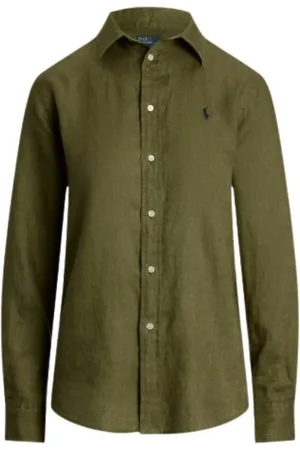Ralph Lauren Dames, Blouses & Shirts, Groen, Maat: M Linnen