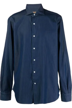 BARBA Heren, Overhemden, Blauw, Maat: 4XL Katoen