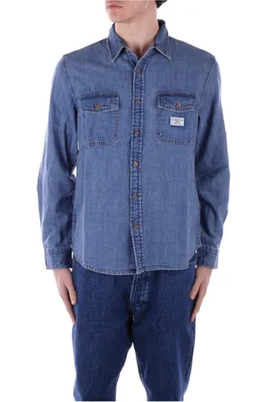 Guess Heren, Overhemden, Blauw, Maat: XL Denim