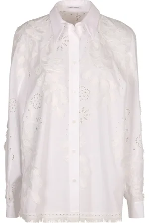 Alberta Ferretti Dames, Blouses & Shirts, Wit, Maat: M Katoen