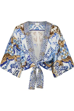 Camilla Dames, Blouses & Shirts, Blauw, Maat: M/L Linnen