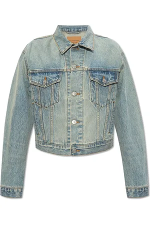 Balenciaga Dames, Jassen, Blauw, Maat: L Katoen