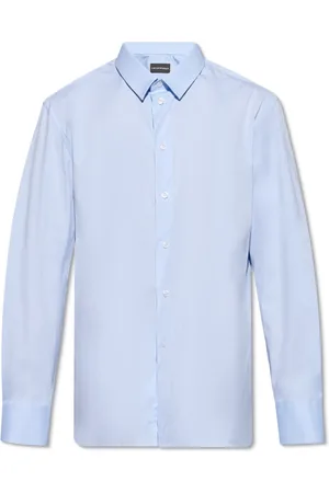 Emporio Armani Heren, Overhemden, Blauw, Maat: 3XL Katoen