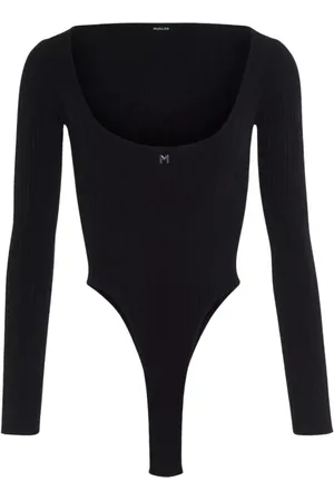 MUGLER Dames, Tops, Zwart, Maat: M Katoen