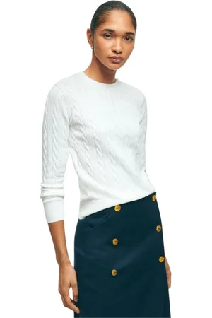 Brooks Brothers Dames, Truien, Wit, Maat: M Katoen