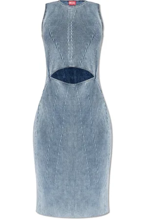 Diesel Dames, Jurken, Blauw, Maat: M Katoen