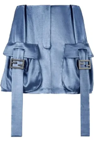 Fendi Dames, Rokken, Blauw, Maat: S Satijn