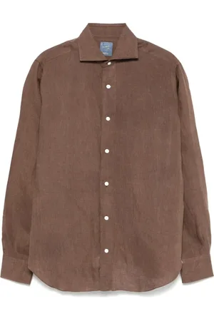 BARBA Heren, Overhemden, Bruin, Maat: 3XL