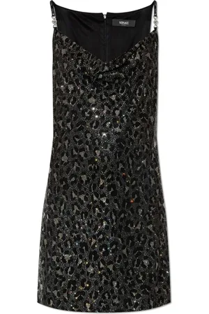 VERSACE Dames, Jurken, Zwart, Maat: 2XS Viscose