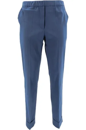 D.EXTERIOR Dames, Broeken, Blauw, Maat: S Linnen