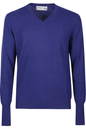 BALLANTYNE Heren, Truien, Blauw, Maat: M Velours