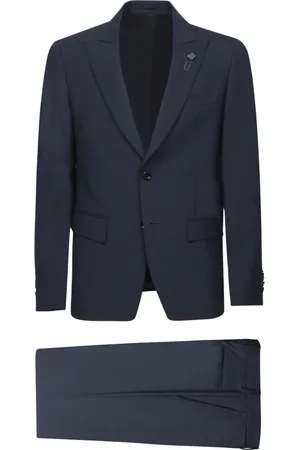 LARDINI Heren, Pakken, Blauw, Maat: M Wol