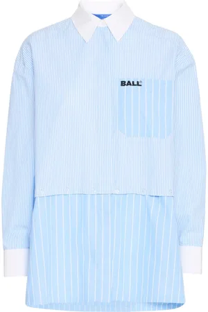 Ball Dames, Blouses & Shirts, Blauw, Maat: L Katoen