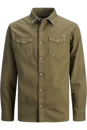 JACK & JONES Heren, Overhemden, Groen, Maat: S Katoen