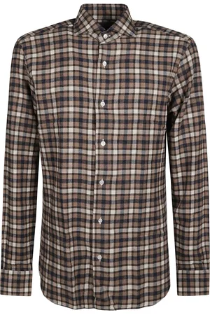 BARBA Heren, Overhemden, Bruin, Maat: 2XL