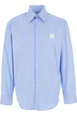 Msgm Heren, Overhemden, Blauw, Maat: L Katoen