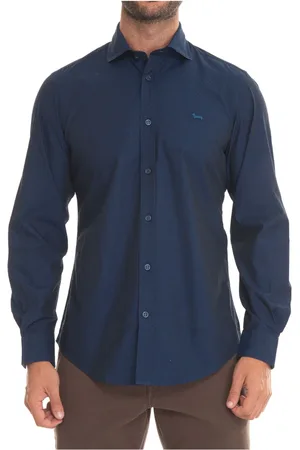 HARMONT&BLAINE Heren, Overhemden, Blauw, Maat: S Katoen