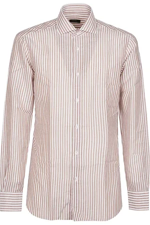 BARBA Heren, Overhemden, Bruin, Maat: 2XL Katoen