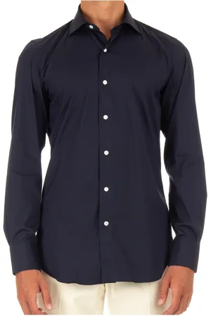 Finamore Heren, Overhemden, Blauw, Maat: L Katoen