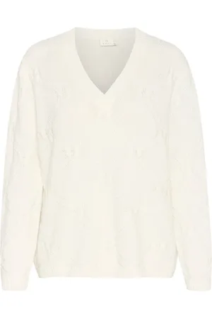 Kaffe Dames, Truien, Wit, Maat: 2XL Katoen