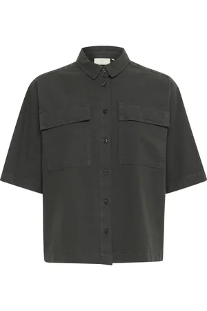 Kaffe Dames, Blouses & Shirts, Grijs, Maat: 3XL Katoen