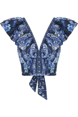 Camilla Dames, Tops, Blauw, Maat: M Katoen
