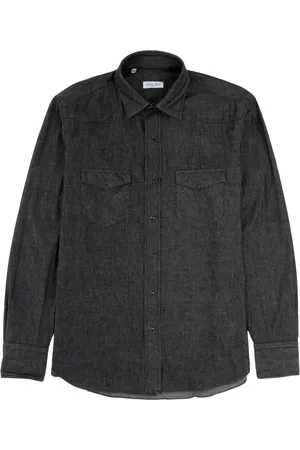 SALVATORE PICCOLO Heren, Overhemden, Grijs, Maat: 3XL Denim