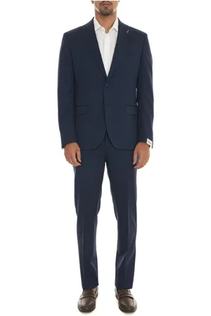 PAOLONI Heren, Pakken, Blauw, Maat: XL Wol