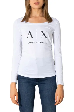 Armani Exchange Dames, Tops, Wit, Maat: L Katoen