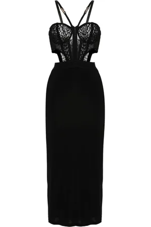 VERSACE Dames, Jurken, Zwart, Maat: XS Leer